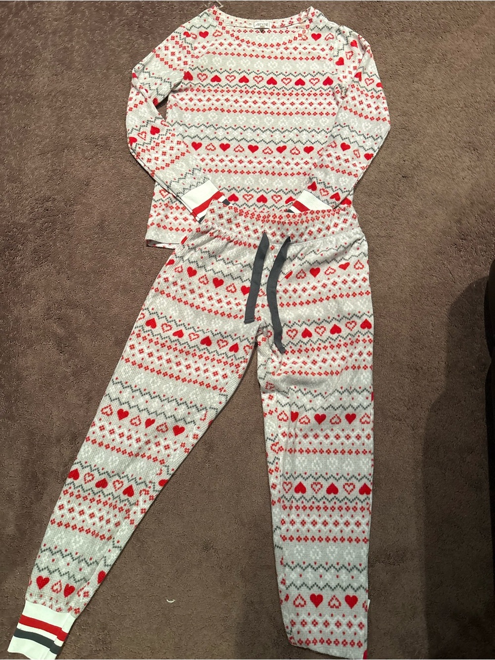 Ardene Women’s Heart Pajama Set - Red & Gray